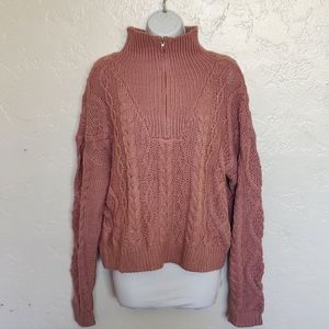 Lucky Brand rose pink cable knit sweater. Size M